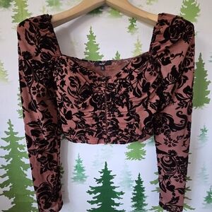 Papaya Floral Ruched Crop Top